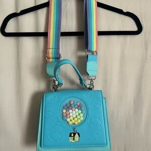 Pixar UP Loungefly Crossbody Bag with Rainbow Strap. Never used.